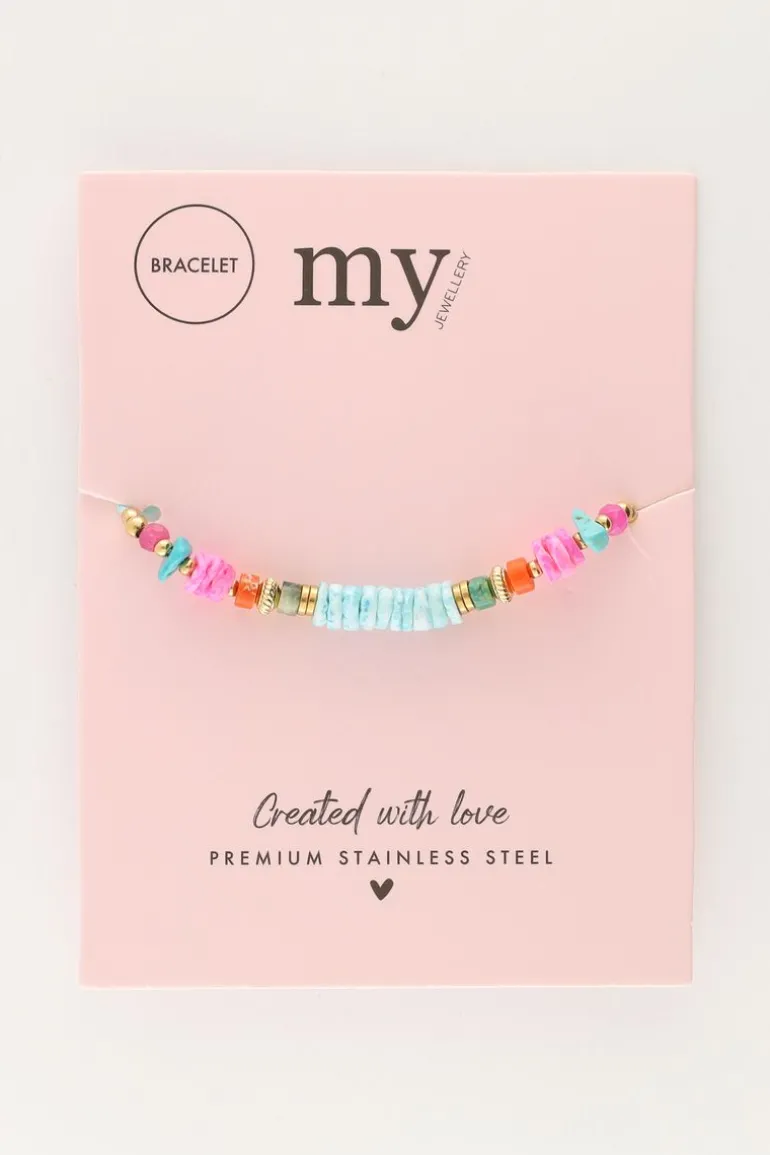 Bracelet Art En Cordon Bleu Avec Perles