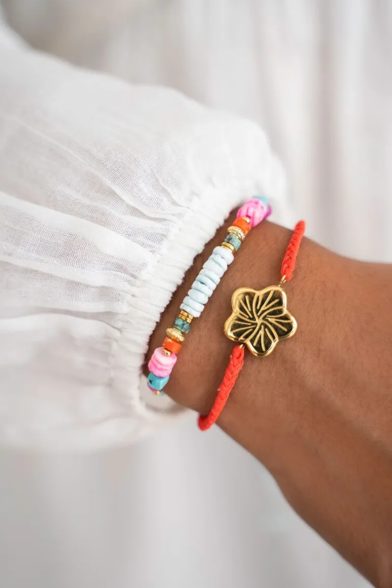 Bracelet Art En Cordon Bleu Avec Perles