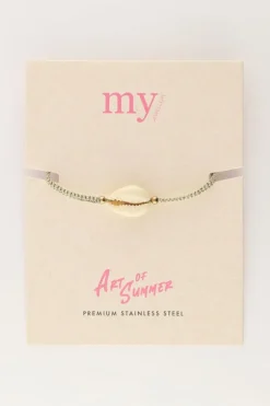 Bracelet Art En Cordon Doré Avec Coquillage