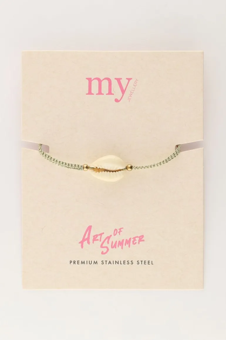 Bracelet Art En Cordon Doré Avec Coquillage