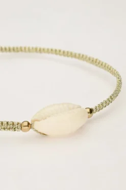 Bracelet Art En Cordon Doré Avec Coquillage