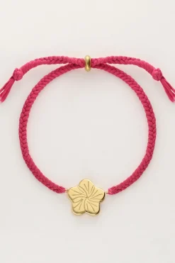 Bracelet Art En Cordon Rose Avec Fleur