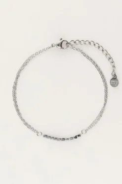 Bracelet Avec Chaîne Double Et Carrés