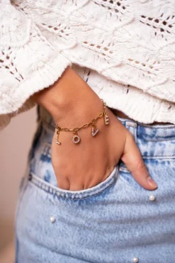Bracelet Avec Lettres Love Et Strass