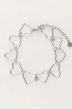 Bracelet Chaîne Avec Coeurs