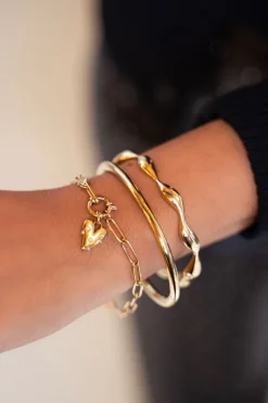 Bracelet Chaîne Pendentif Coeur à Perles