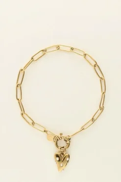 Bracelet Chaîne Pendentif Coeur à Perles
