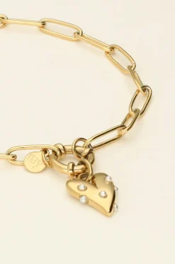 Bracelet Chaîne Pendentif Coeur à Perles