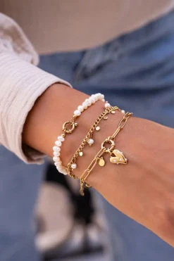 Bracelet Chaîne Pendentif Coeur à Perles