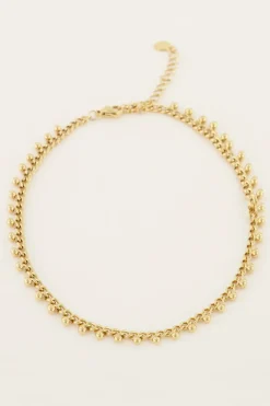 Bracelet De Cheville Souvenirs à Maille Plate Et Billes