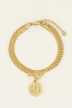 Bracelet Deux Chaînes à Médaillon