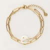 Bracelet Double Avec Maillon Et Perle
