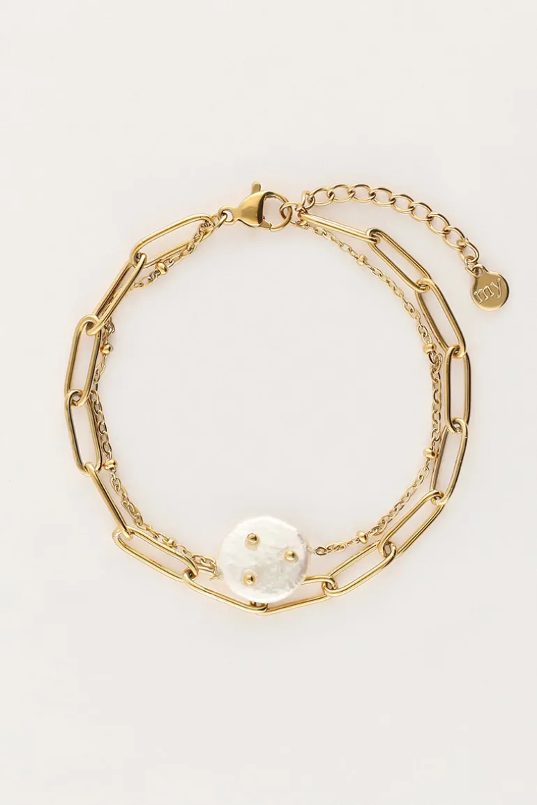 Bracelet Double Avec Maillon Et Perle