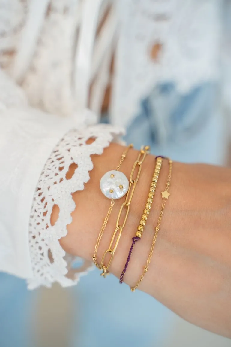 Bracelet Double Avec Maillon Et Perle
