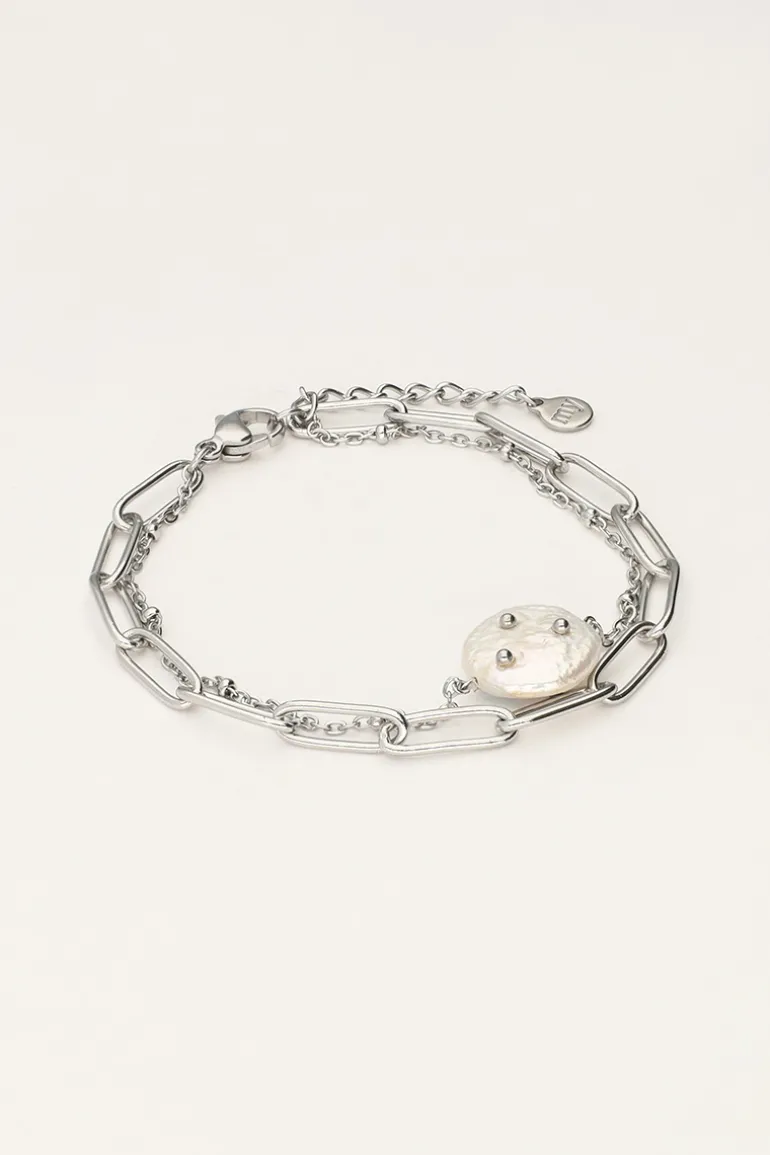 Bracelet Double Avec Maillon Et Perle