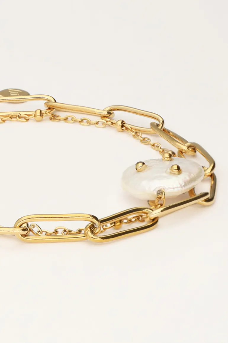 Bracelet Double Avec Maillon Et Perle
