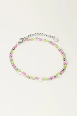 Bracelet Double Avec Perles Et étoiles