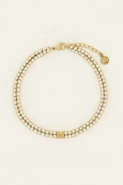 Bracelet En Strass Double Avec Initiale