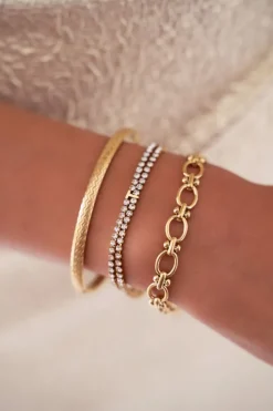 Bracelet En Strass Double Avec Initiale