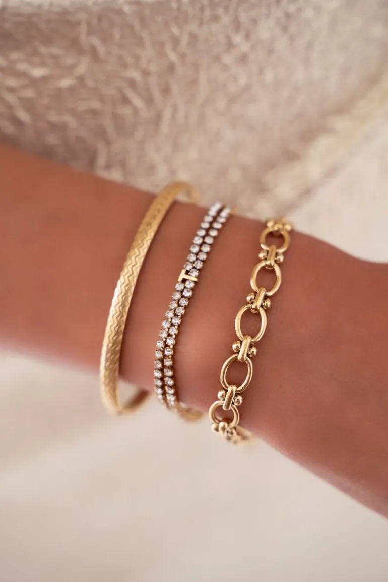 Bracelet En Strass Double Avec Initiale