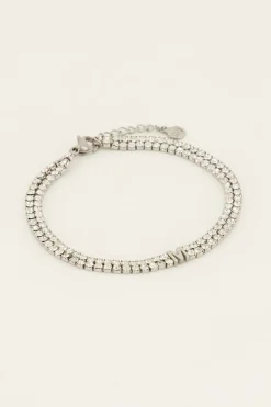Bracelet En Strass Double Avec Initiale