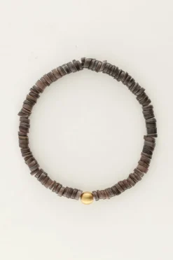 Bracelet Equal Avec Des Perles Plates Noires