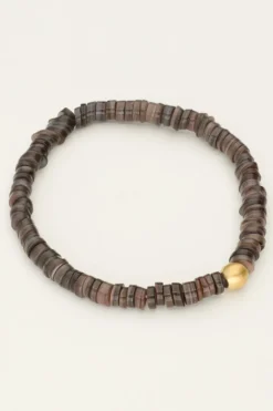 Bracelet Equal Avec Des Perles Plates Noires
