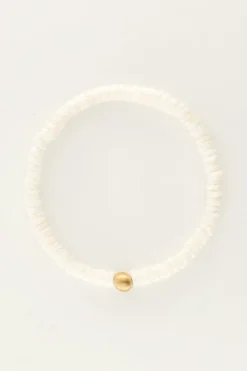 Bracelet Equal Avec Perles Plates Blanches
