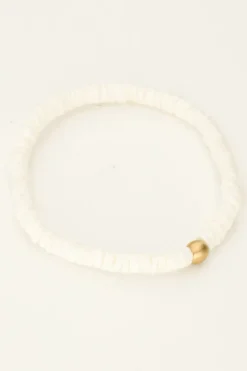 Bracelet Equal Avec Perles Plates Blanches
