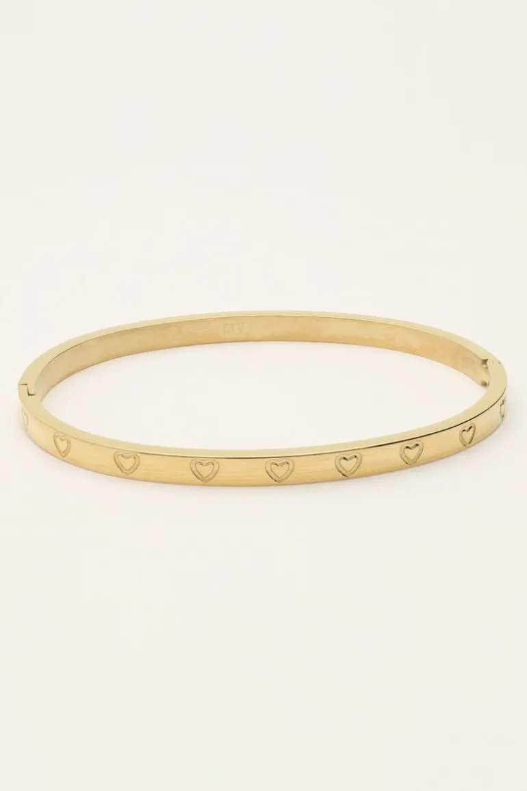 Bracelet Jonc Avec Cœurs Gravés