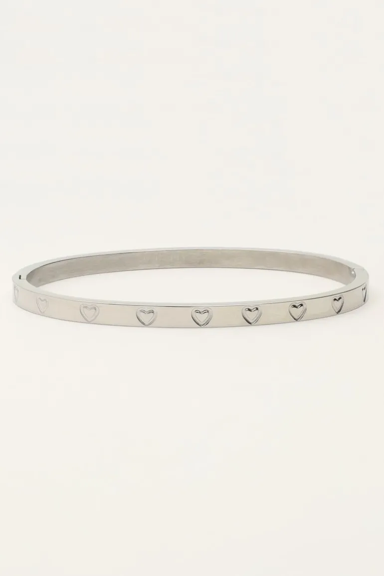 Bracelet Jonc Avec Cœurs Gravés