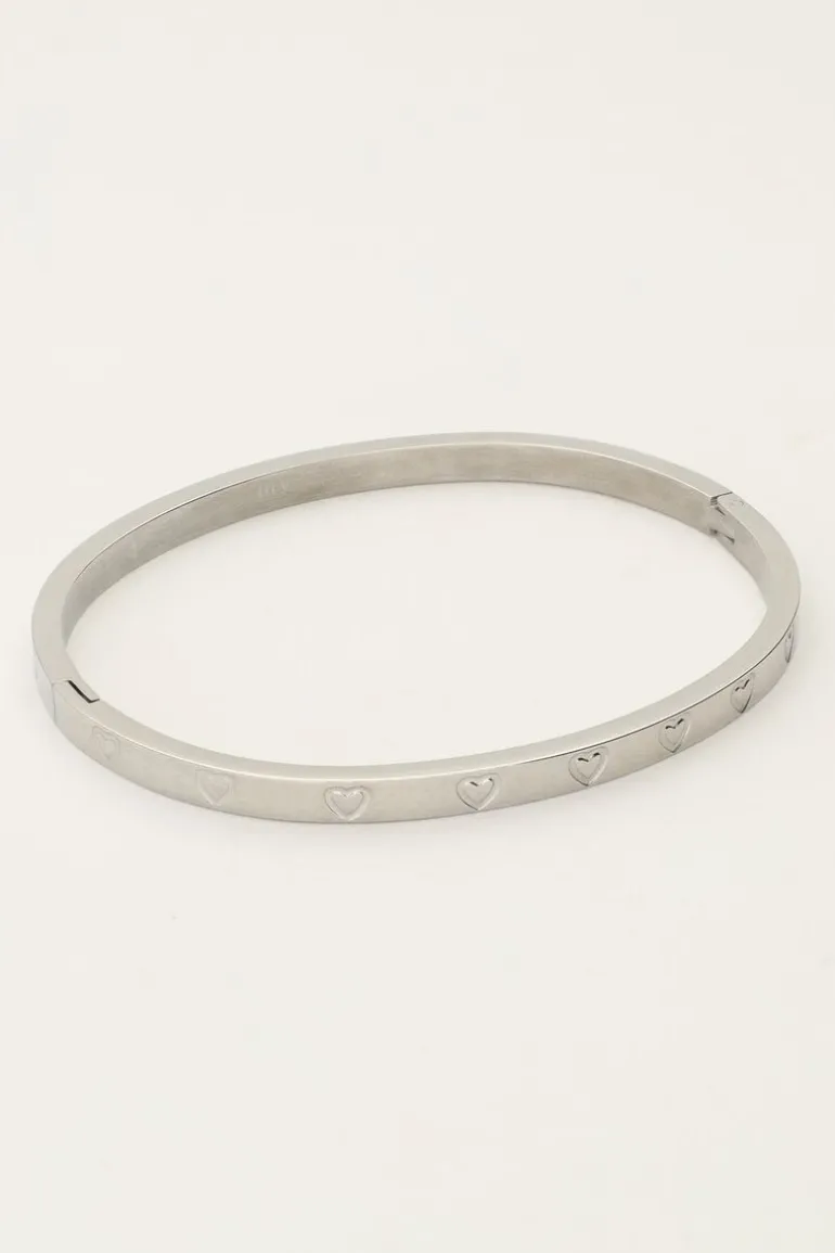 Bracelet Jonc Avec Cœurs Gravés