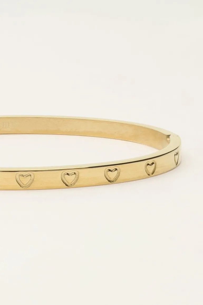 Bracelet Jonc Avec Cœurs Gravés