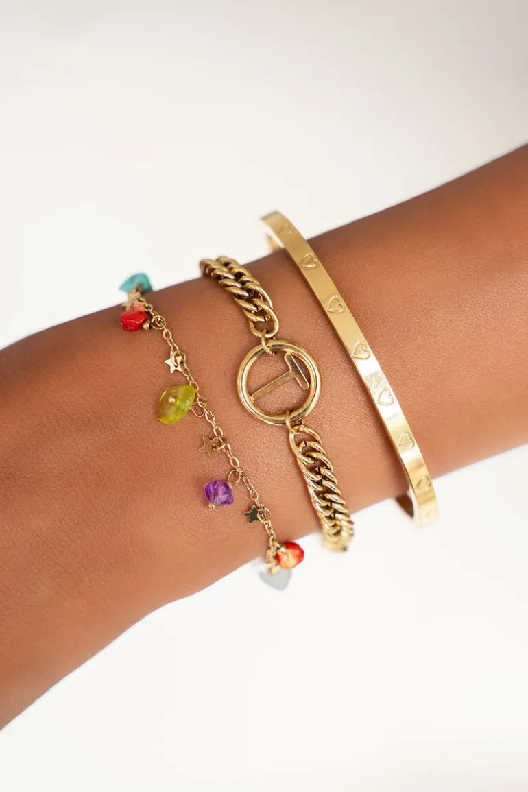 Bracelet Jonc Avec Cœurs Gravés
