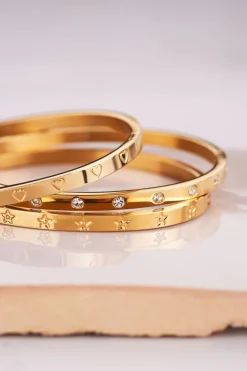 Bracelet Jonc Avec Cœurs Gravés
