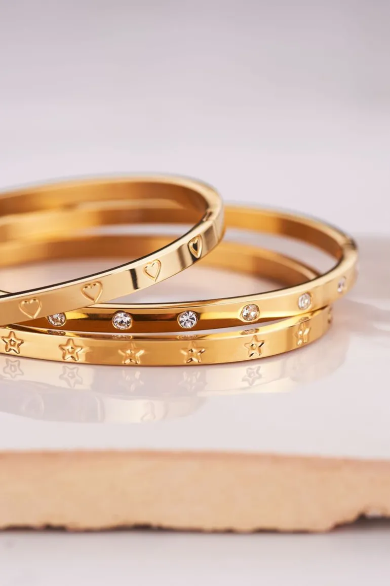 Bracelet Jonc Avec Cœurs Gravés