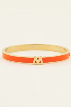 Bracelet Jonc Beige à Initiale