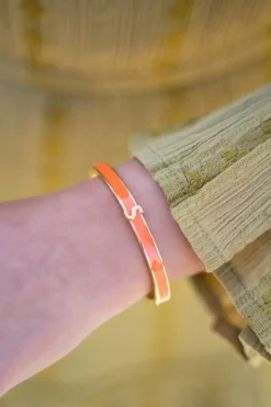 Bracelet Jonc Beige à Initiale