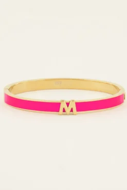 Bracelet Jonc Rose à Initiale