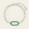 Bracelet Maille à Pendentif En Strass Vert