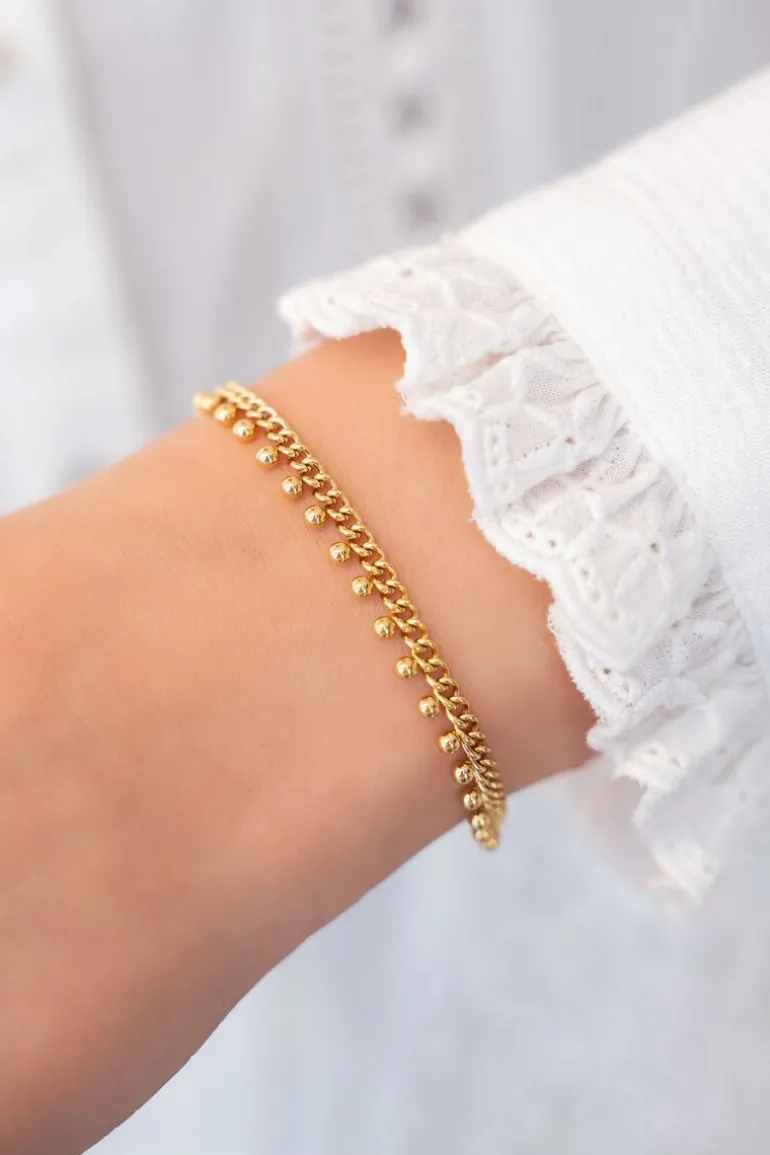 Bracelet Maille Gourmette Avec Billes