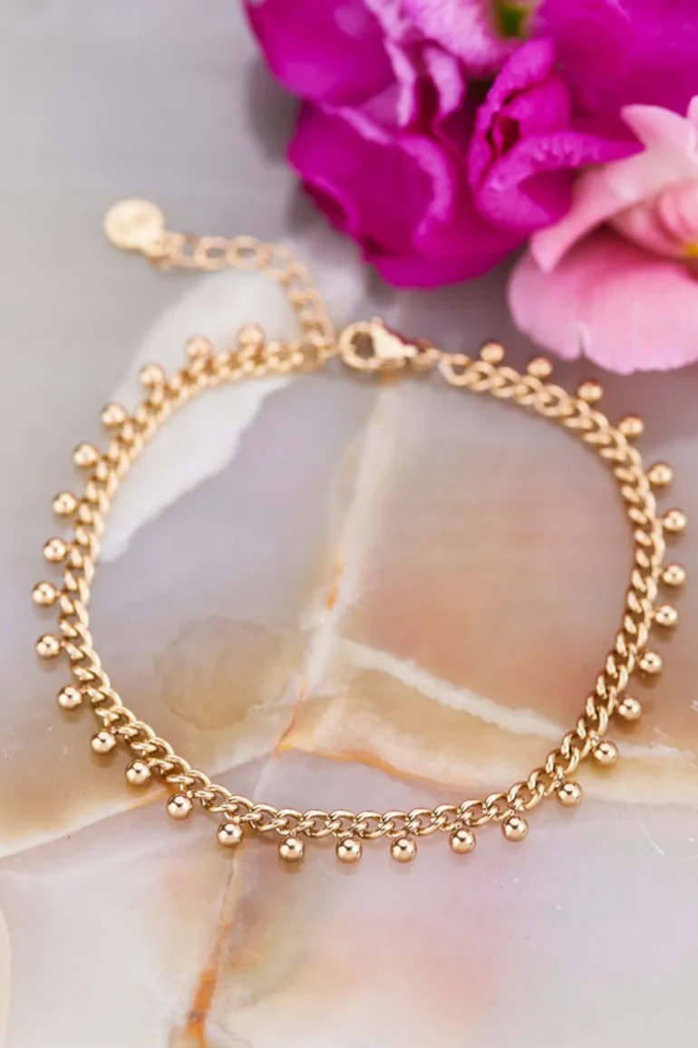 Bracelet Maille Gourmette Avec Billes