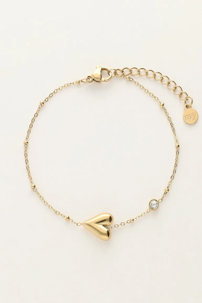 Bracelet Minimaliste Avec Cœur Et Strass