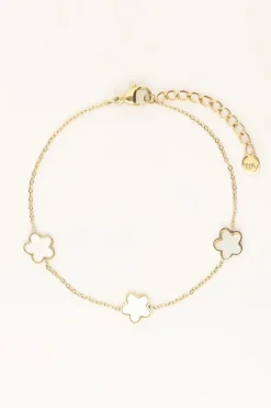 Bracelet Minimaliste Avec Trois Fleurs En Nacre