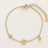 Bracelet Minimaliste Avec Fleurs Et Sphère