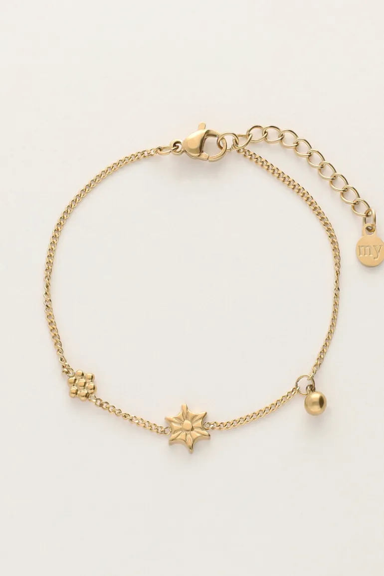 Bracelet Minimaliste Avec Fleurs Et Sphère