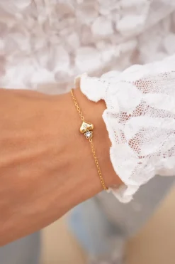 Bracelet Minimaliste Avec Cœur Et Fleur
