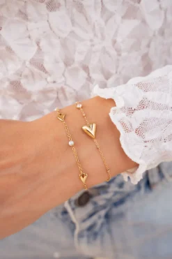 Bracelet Minimaliste Avec Cœur Et Strass