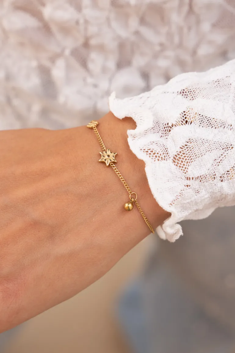 Bracelet Minimaliste Avec Fleurs Et Sphère