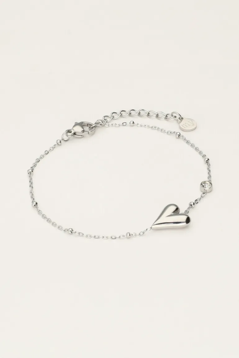 Bracelet Minimaliste Avec Cœur Et Strass